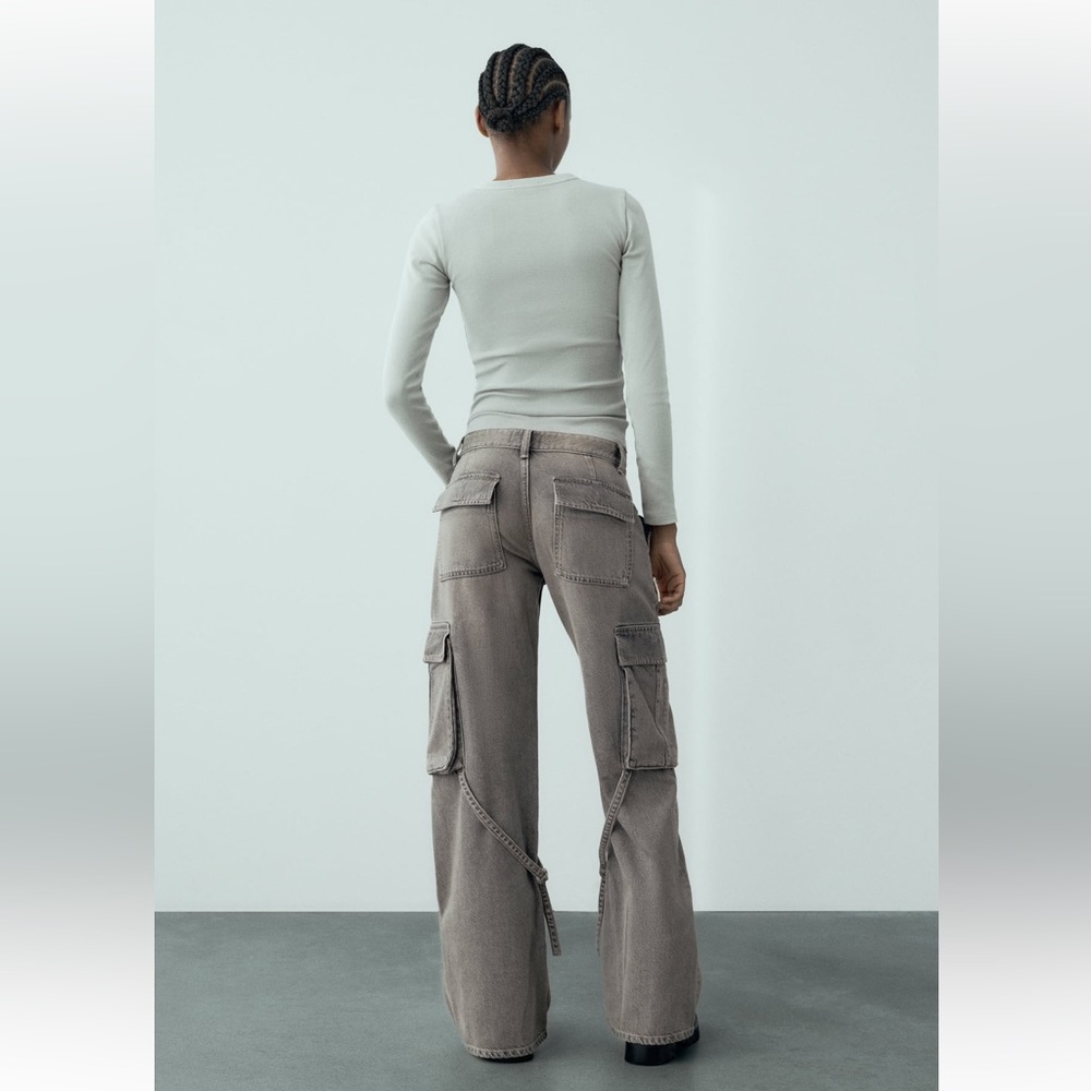 ZARA MID-RISE TRE CARGO JEANS 8197/237 310/015 - Picture 5 of 8